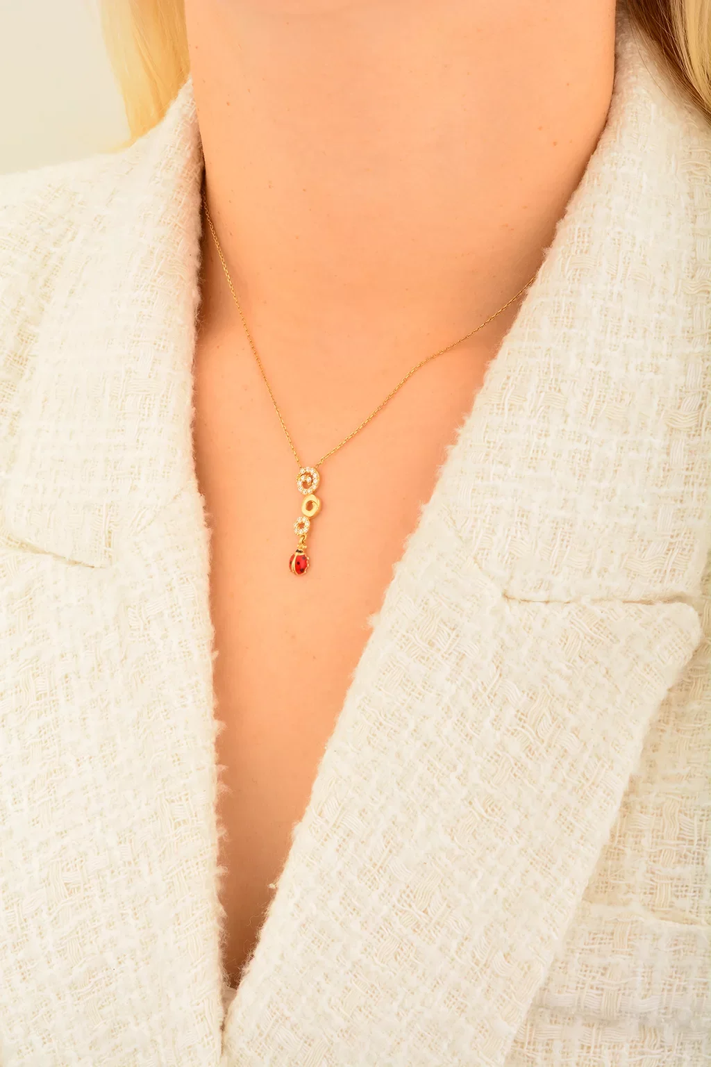 Cebeci 14 Ayar Uğur Böceği Altın Kolye