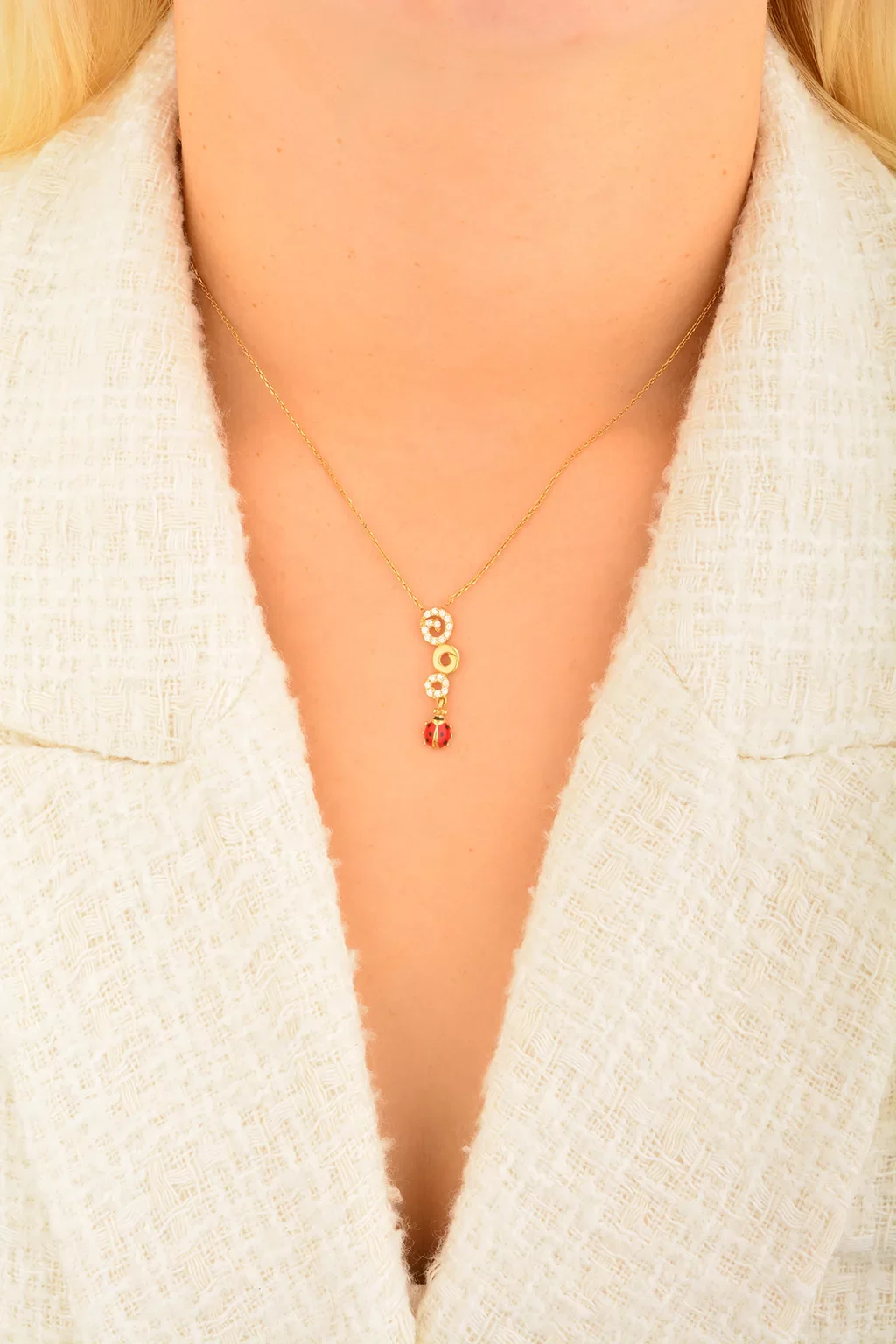 Cebeci 14 Ayar Uğur Böceği Altın Kolye