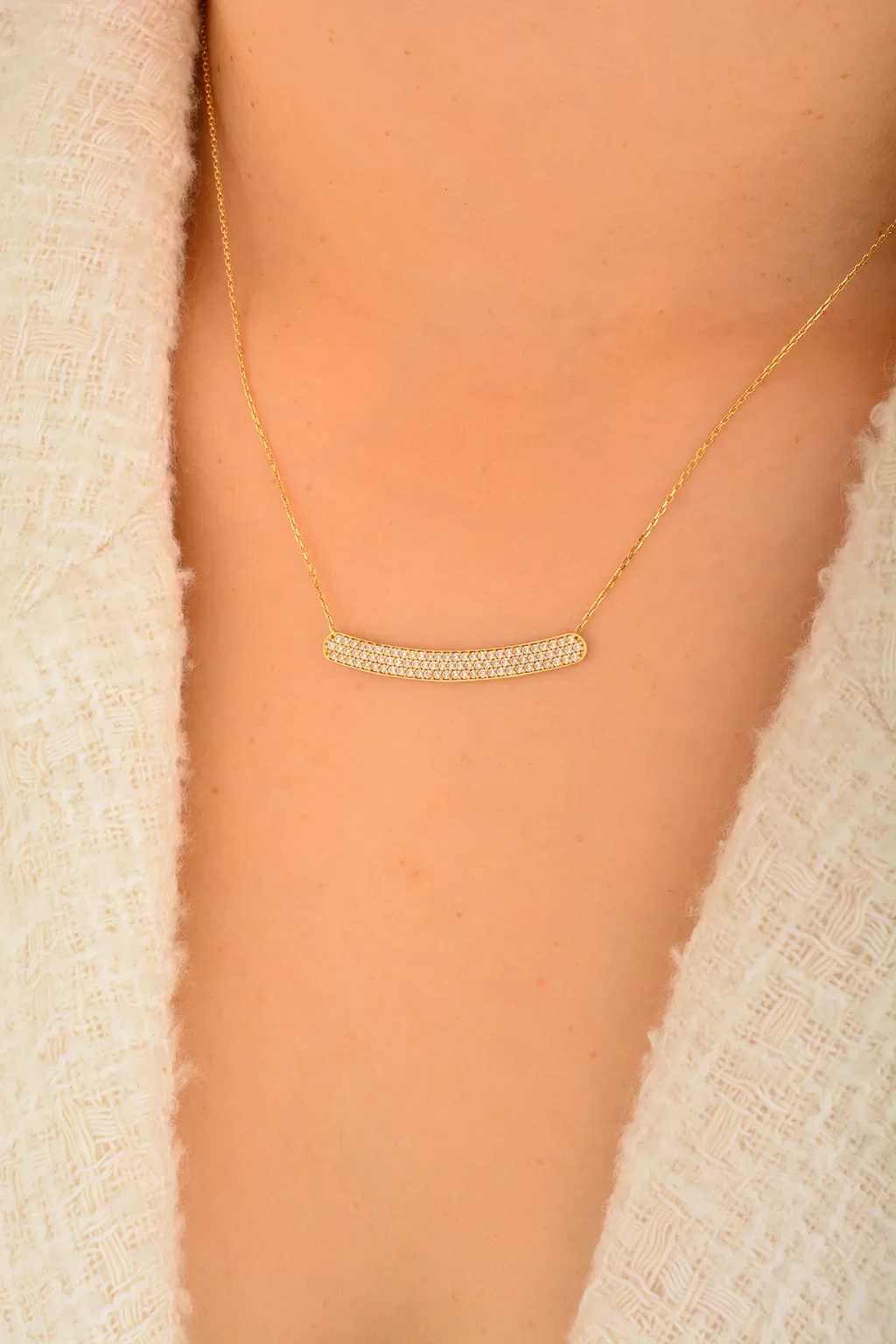 Cebeci 14 Ayar Yatay Altın Kolye