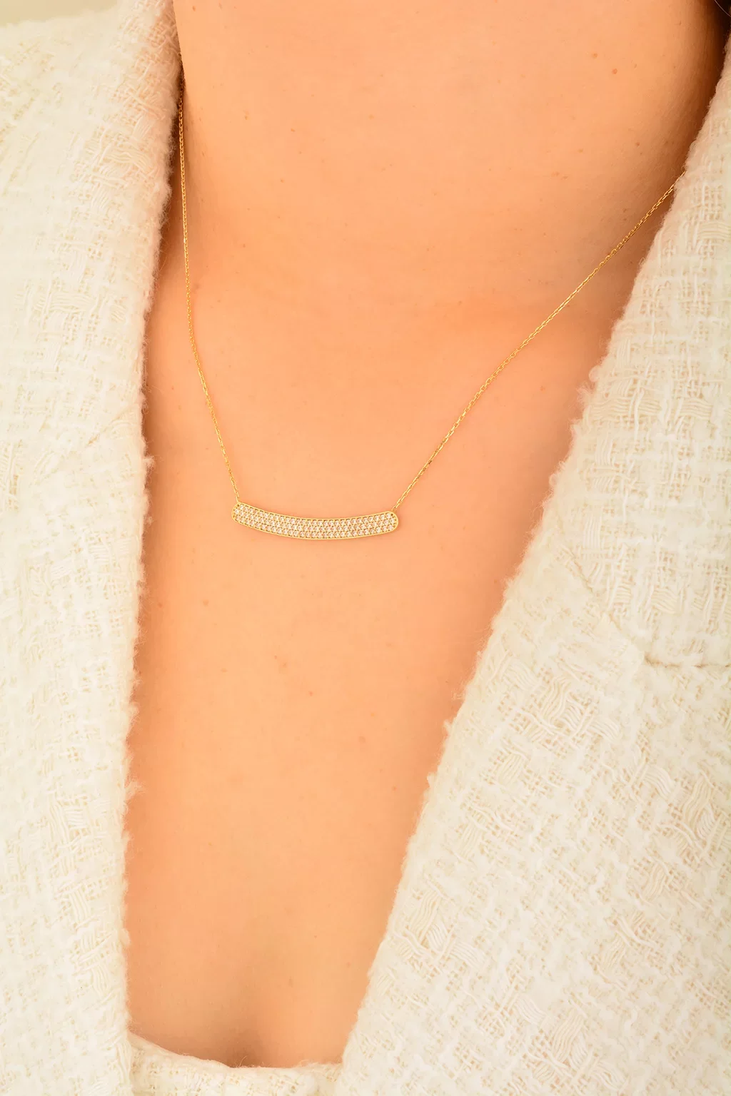 Cebeci 14 Ayar Yatay Altın Kolye