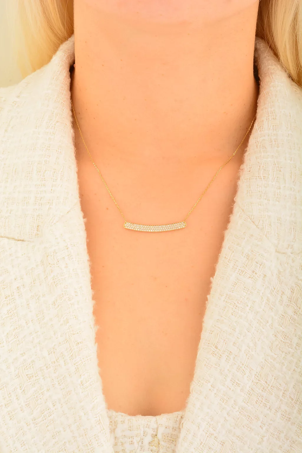 Cebeci 14 Ayar Yatay Altın Kolye