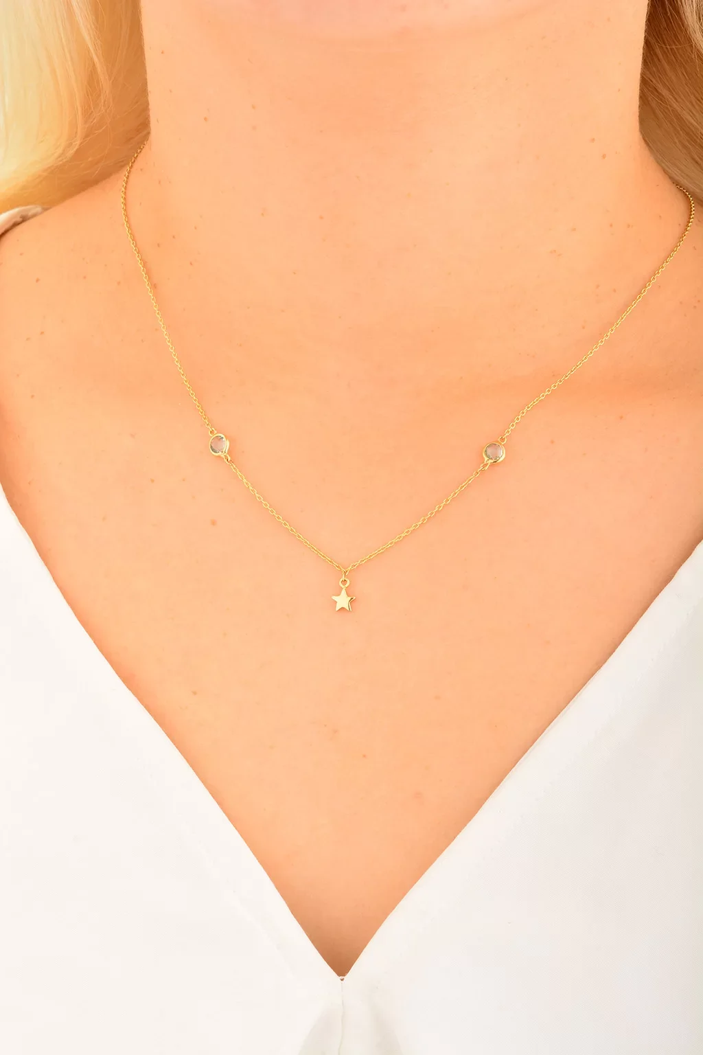 Cebeci 14 Ayar Yıldızlı Altın Kolye