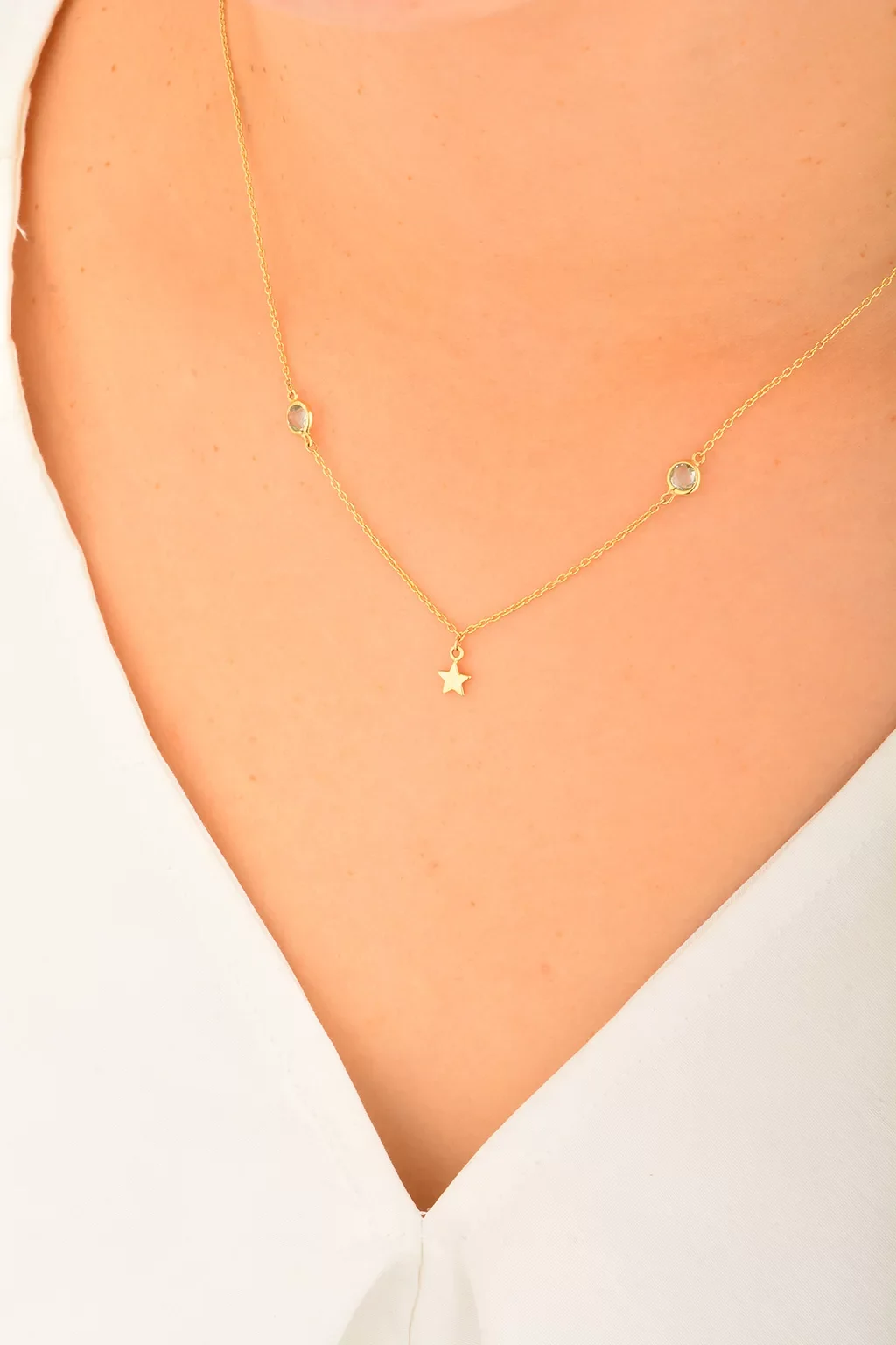 Cebeci 14 Ayar Yıldızlı Altın Kolye