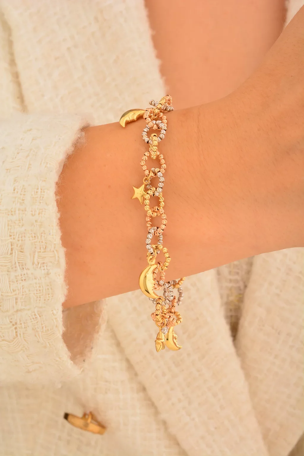 Cebeci 14 Ayar Yıldızlı Altın Şans Bilekliği