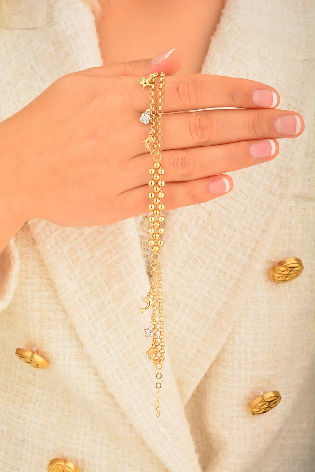 Cebeci 14 Ayar Yunus Yıldızlı Altın Bileklik