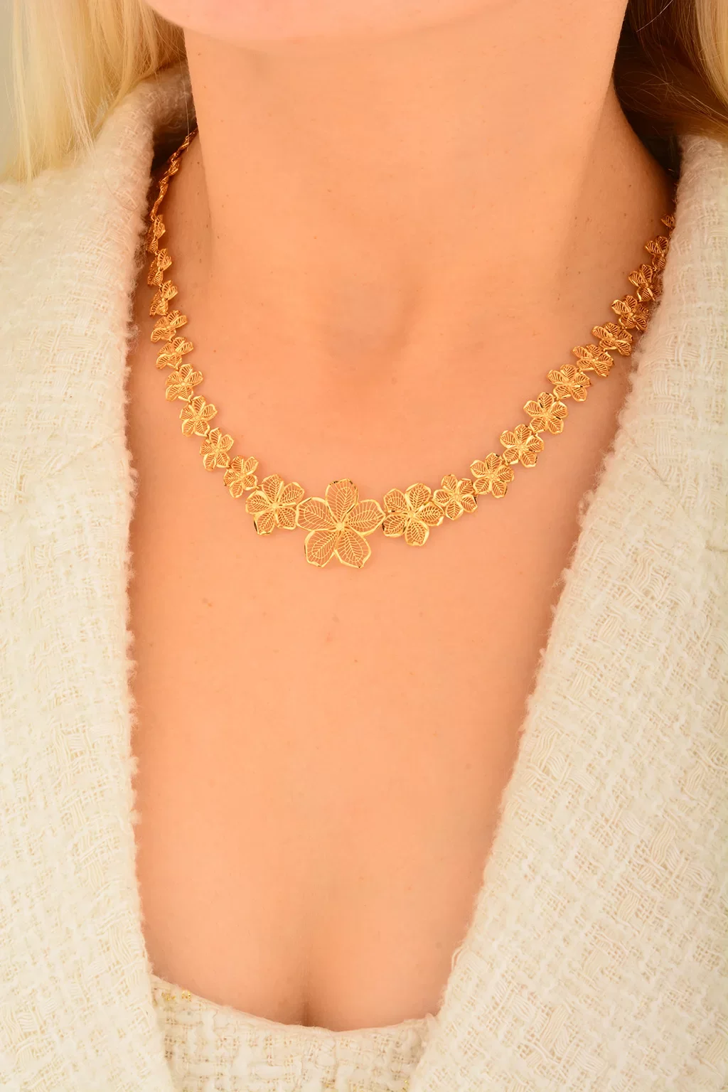 Cebeci 22 Ayar Çiçek Altın Kolye