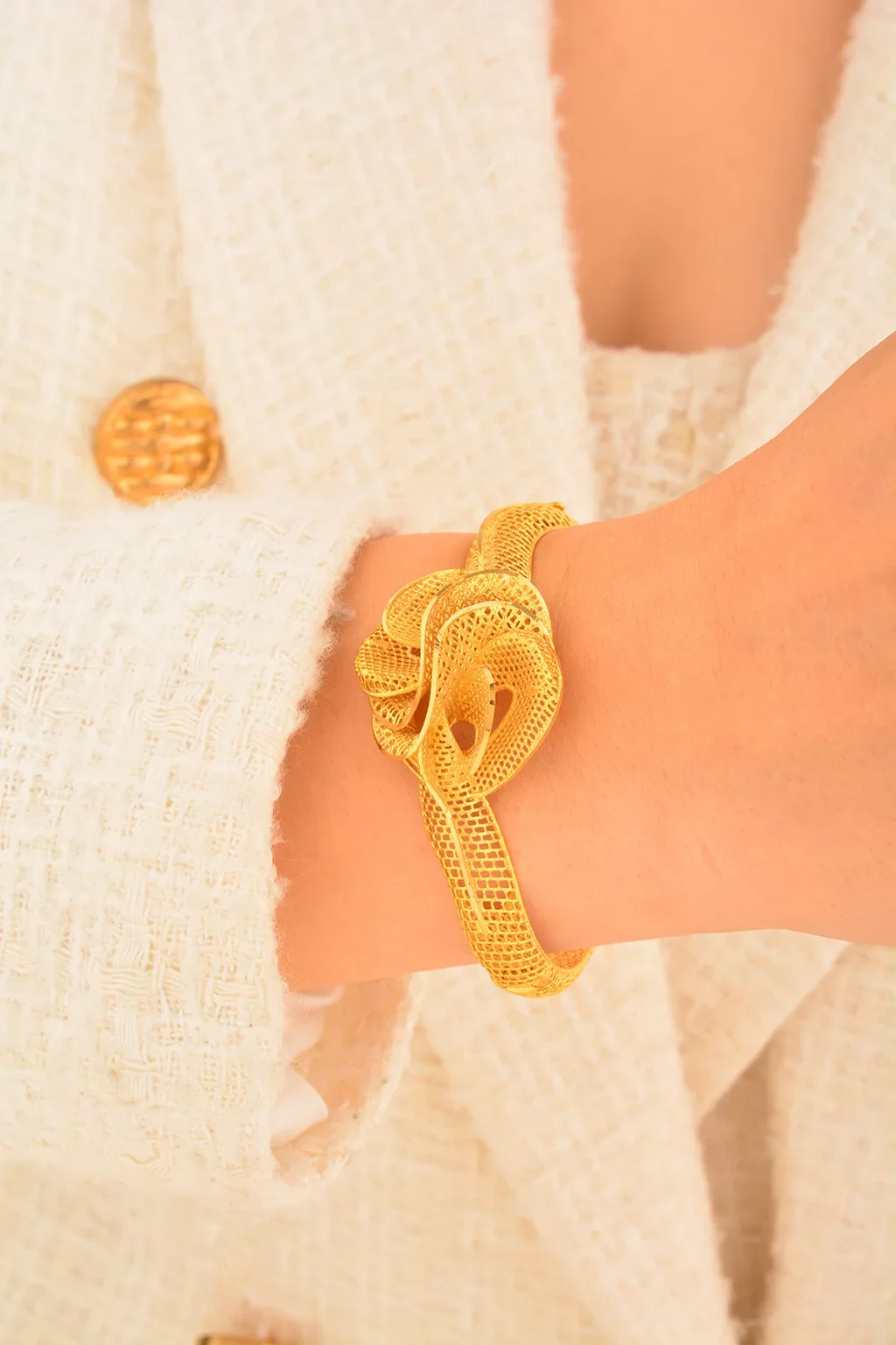 Cebeci 22 Ayar Çiçek Kelepçe Altın Bilezik