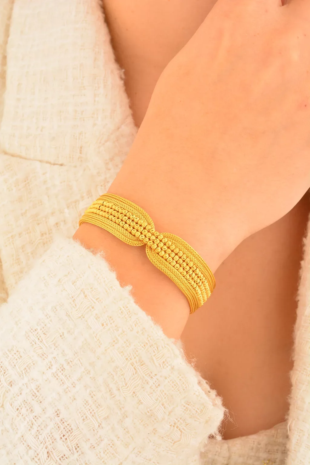 Cebeci 22 Ayar Dorikalı Hasır Kelepçe Altın Bileklik