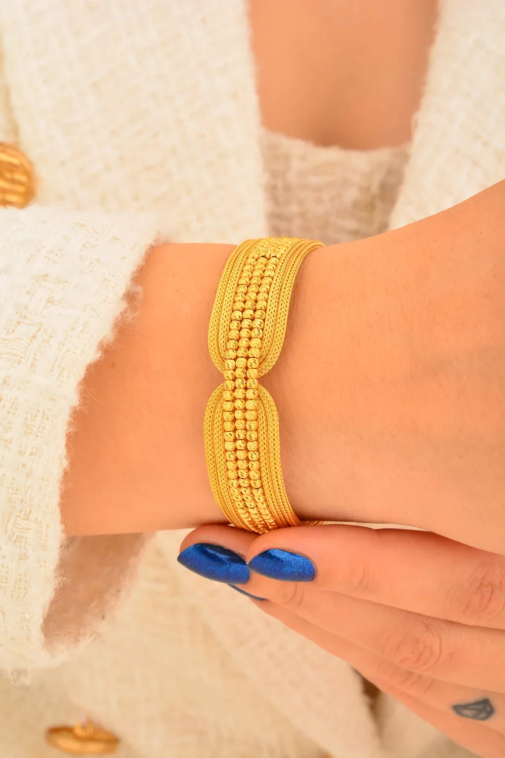 Cebeci 22 Ayar Dorikalı Hasır Kelepçe Altın Bileklik