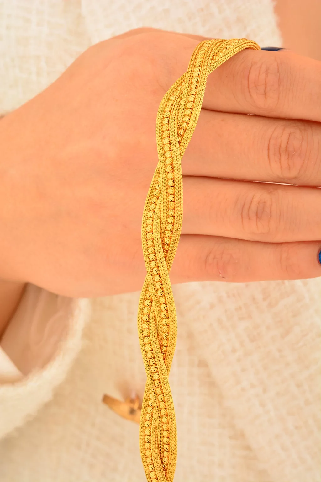 Cebeci 22 Ayar Dorikalı Örgü Hasır Altın Bileklik