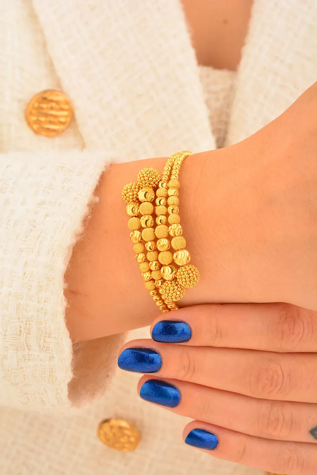 Cebeci 22 Ayar Double Line Mat Kelepçe Altın Bilezik