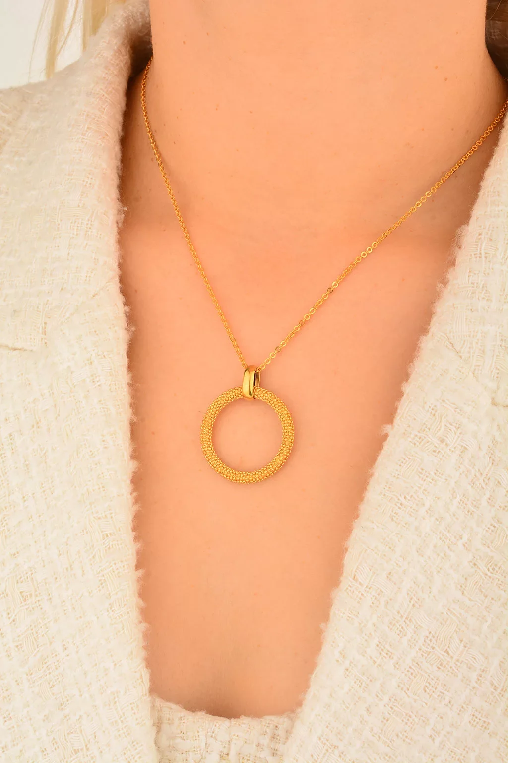 Cebeci 22 Ayar Halka Altın Kolye