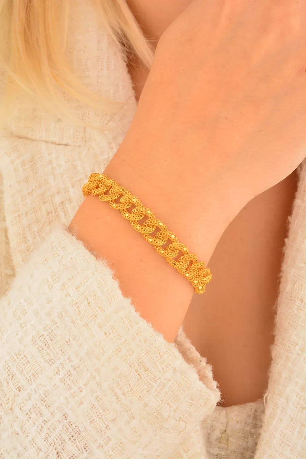 Cebeci 22 Ayar Örgü Altın Bileklik