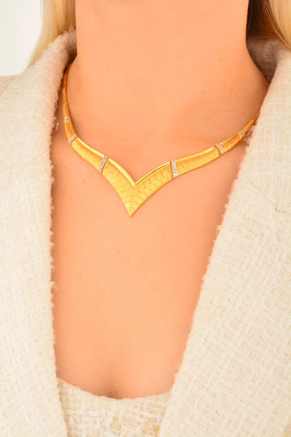 Cebeci 22 Ayar Taşlı Model Altın Gerdanlık