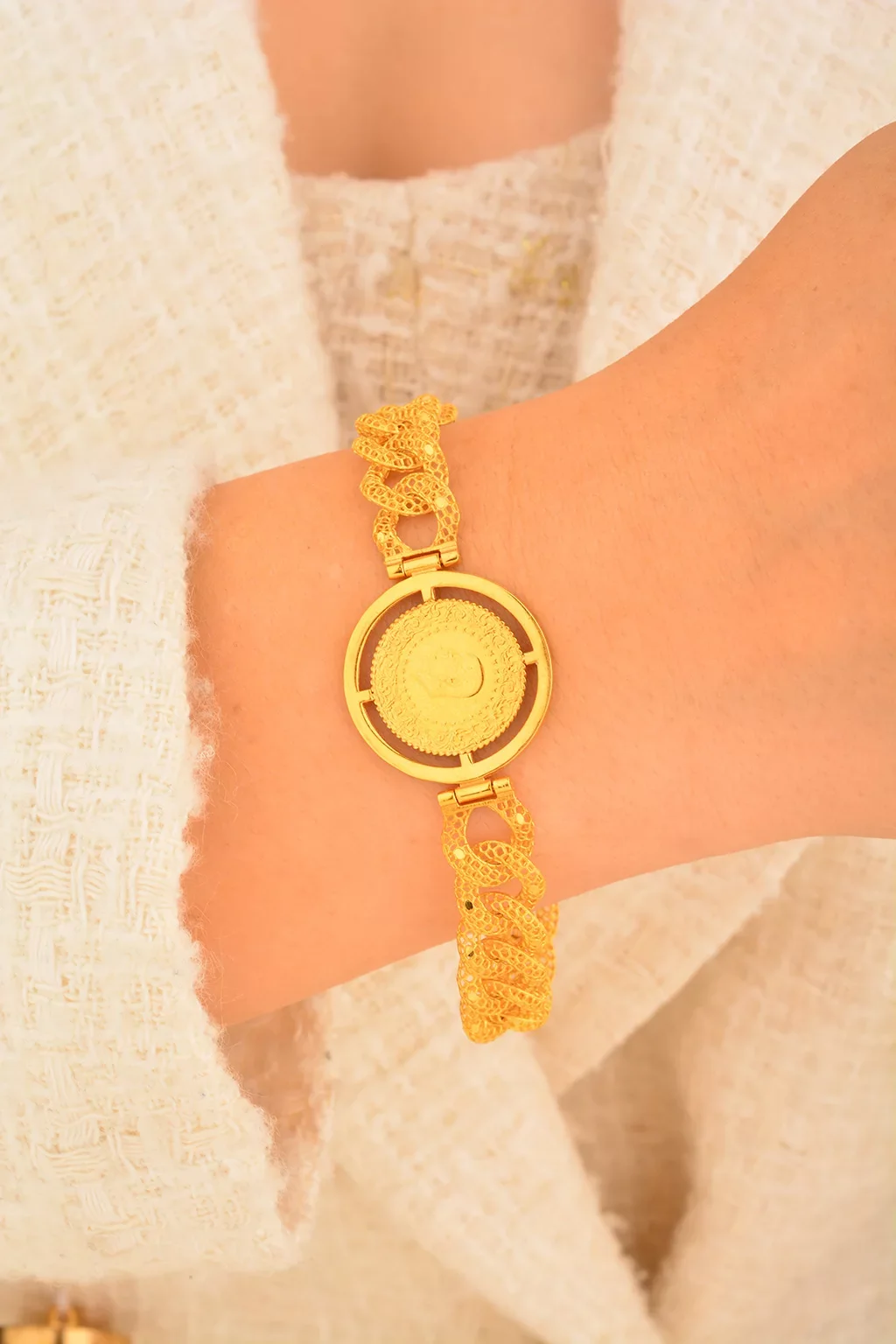 Cebeci 22 Ayar Tuğralı Altın Bileklik