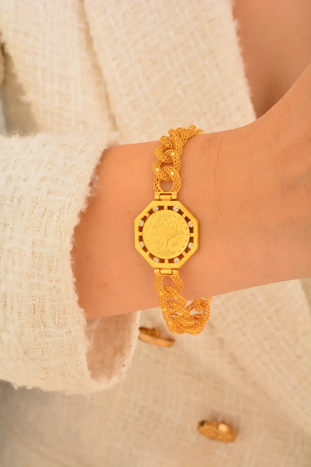 Cebeci 22 Ayar Tuğralı Altın Bileklik