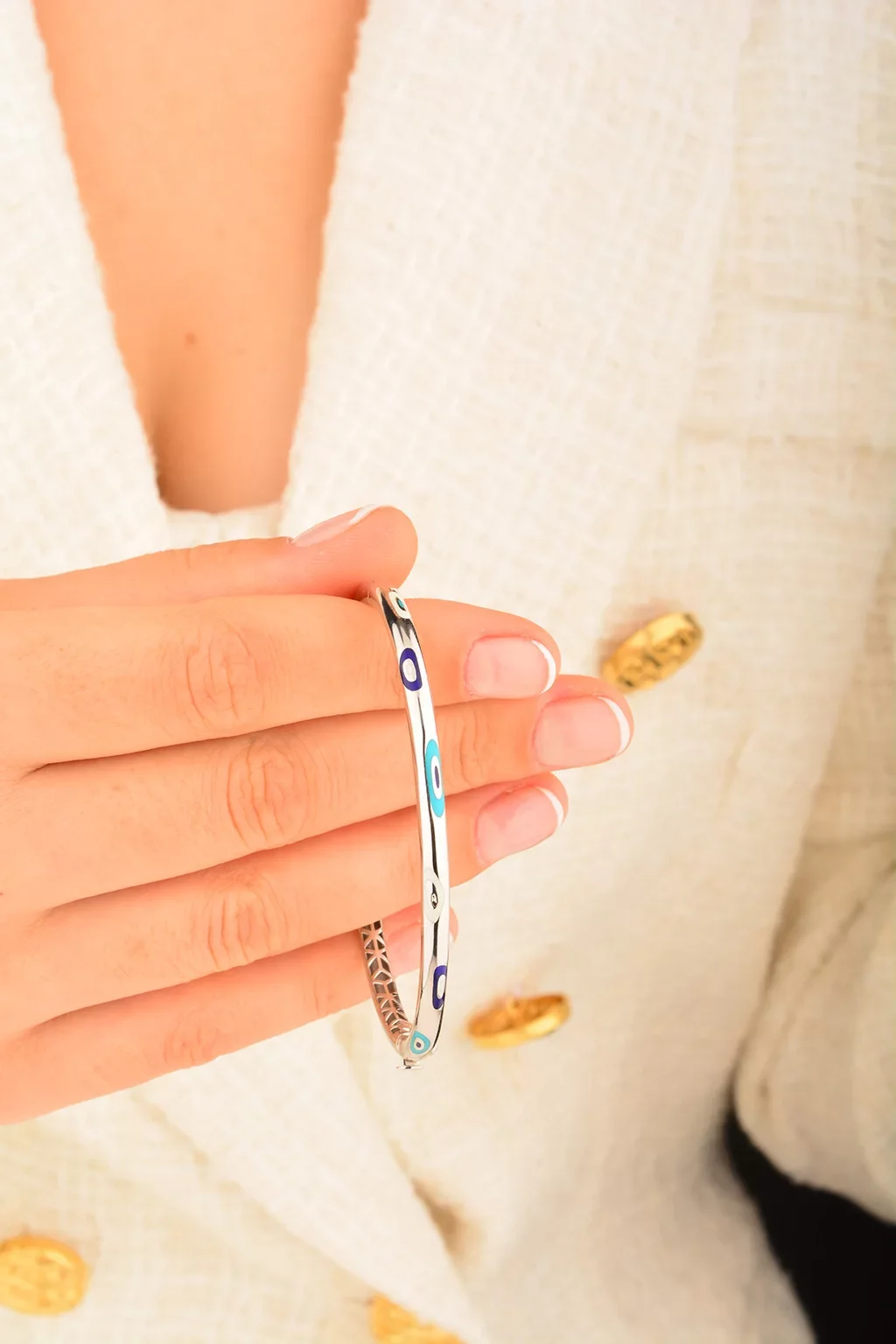 Cebeci Fortuna 14 Ayar Beyaz Altın Bileklik