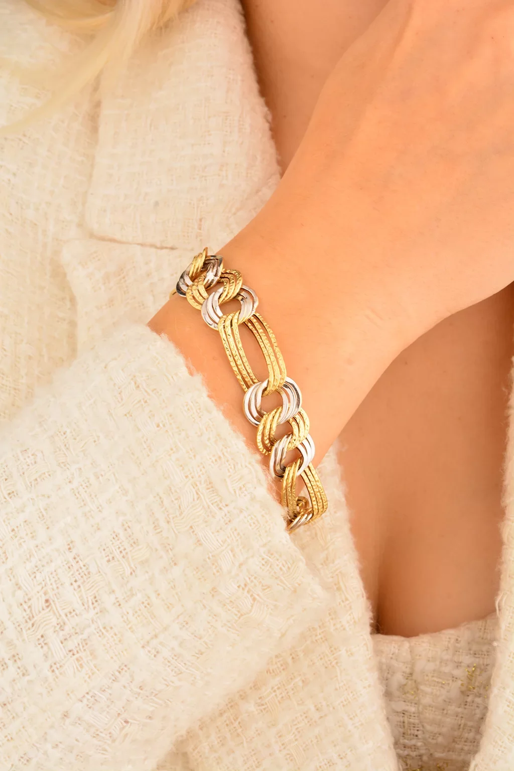 Cebeci Renkli 14 Ayar Zincir Altın Bileklik