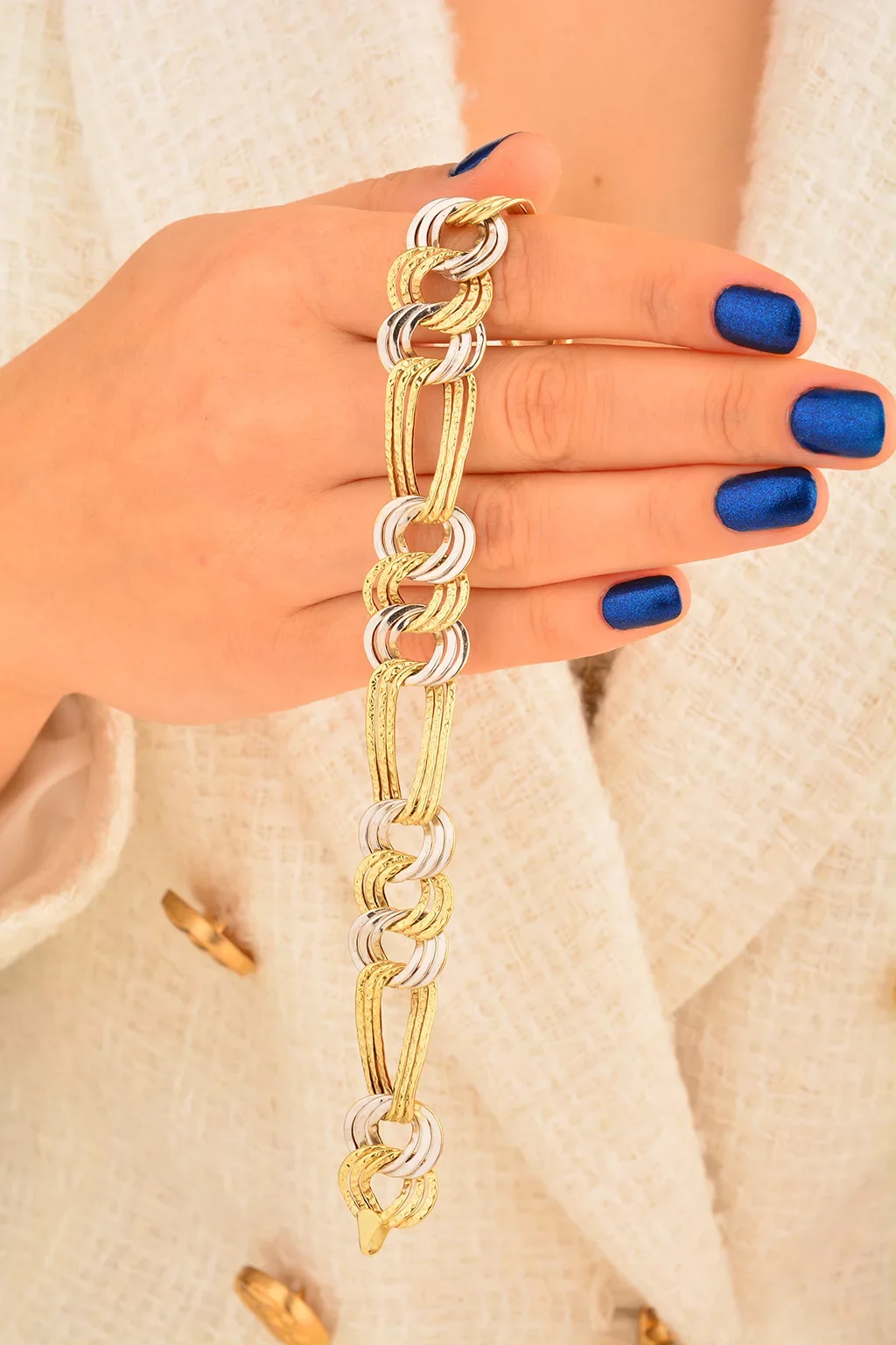 Cebeci Renkli 14 Ayar Zincir Altın Bileklik