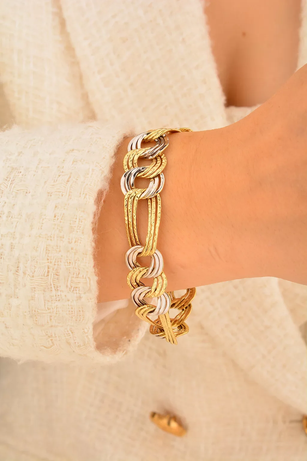 Cebeci Renkli 14 Ayar Zincir Altın Bileklik