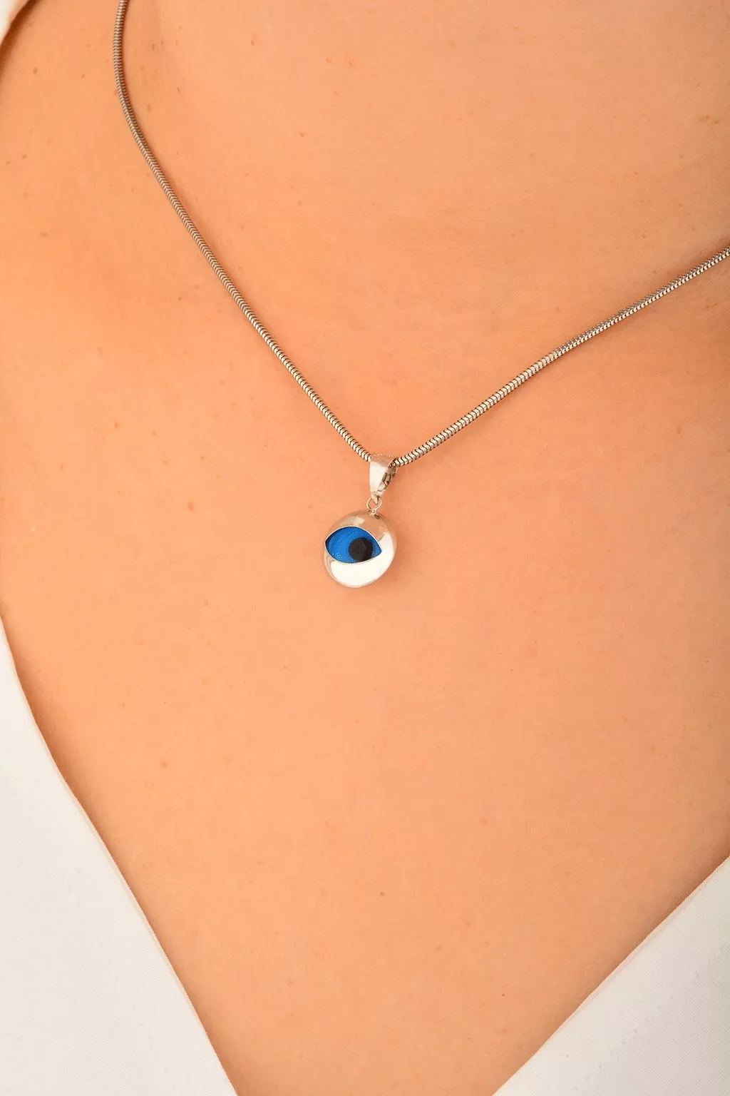 Cebeci 14 Ayar Göz Beyaz Altın Kolye Ucu