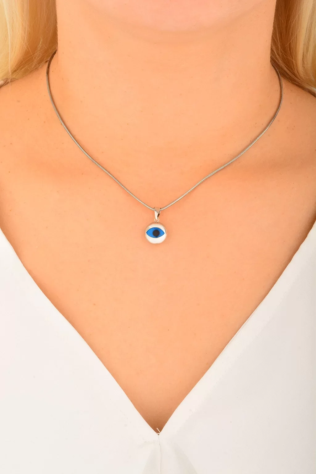 Cebeci 14 Ayar Göz Beyaz Altın Kolye Ucu