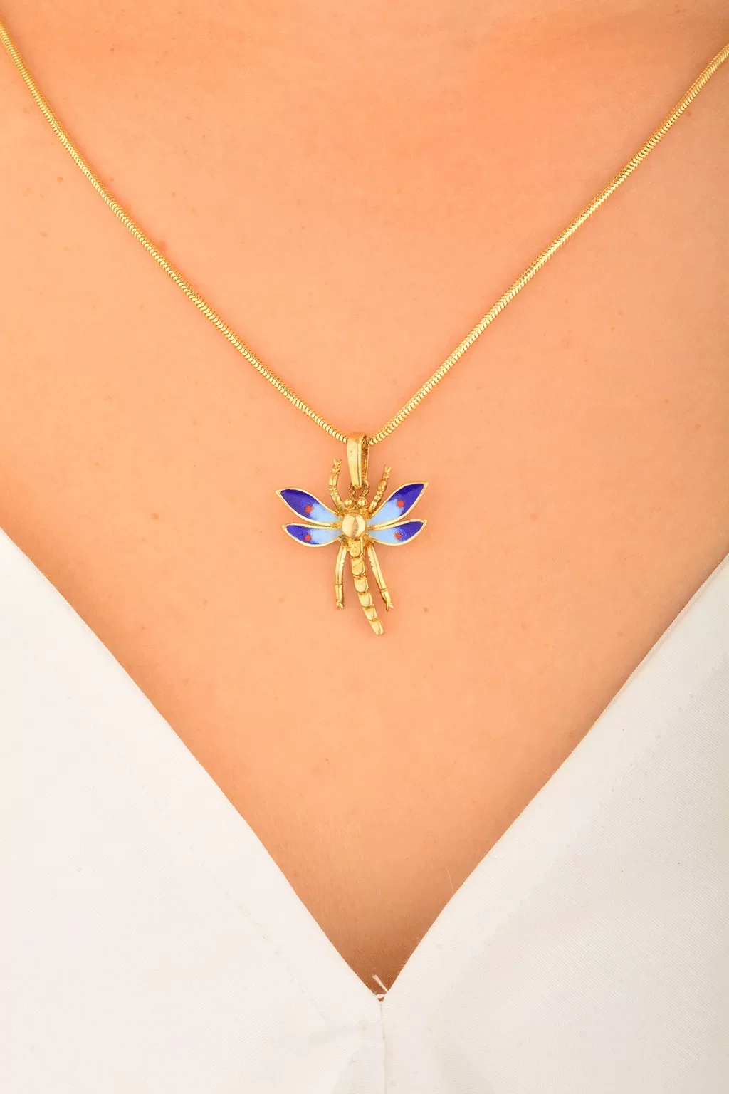 Cebeci 14 Ayar Mavi Kanatlı Altın Kolye Ucu