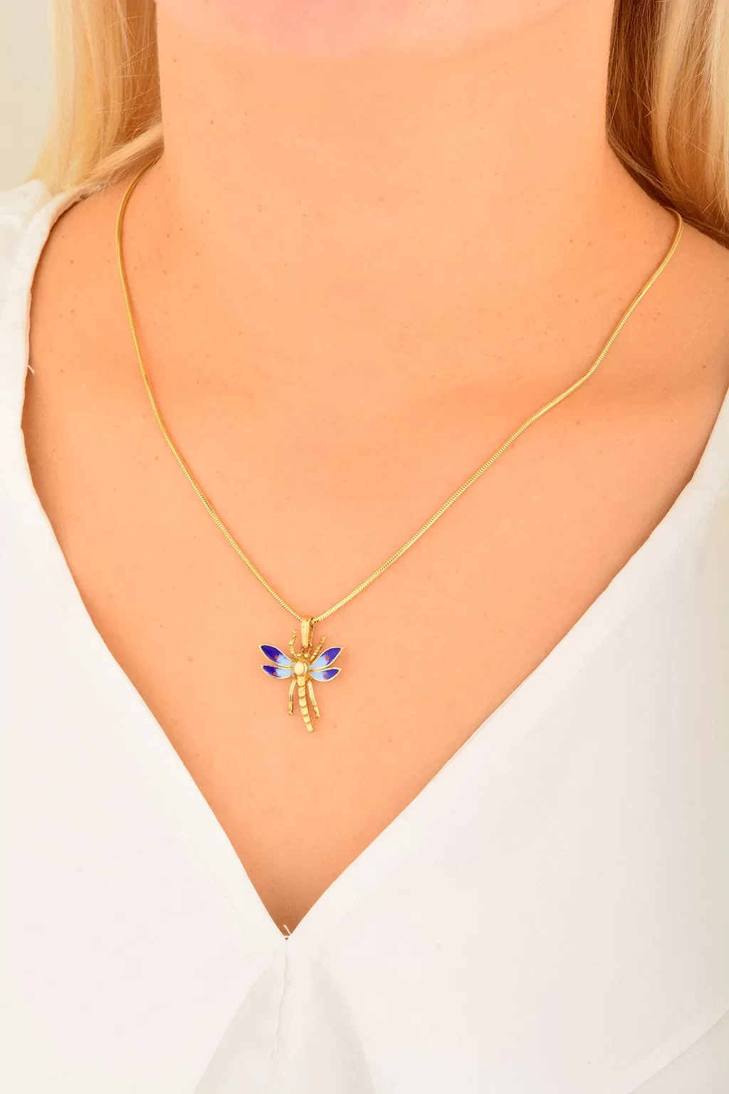 Cebeci 14 Ayar Mavi Kanatlı Altın Kolye Ucu