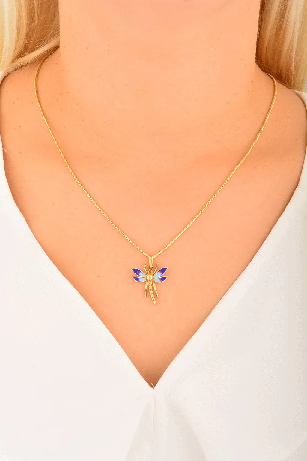 Cebeci 14 Ayar Mavi Kanatlı Altın Kolye Ucu