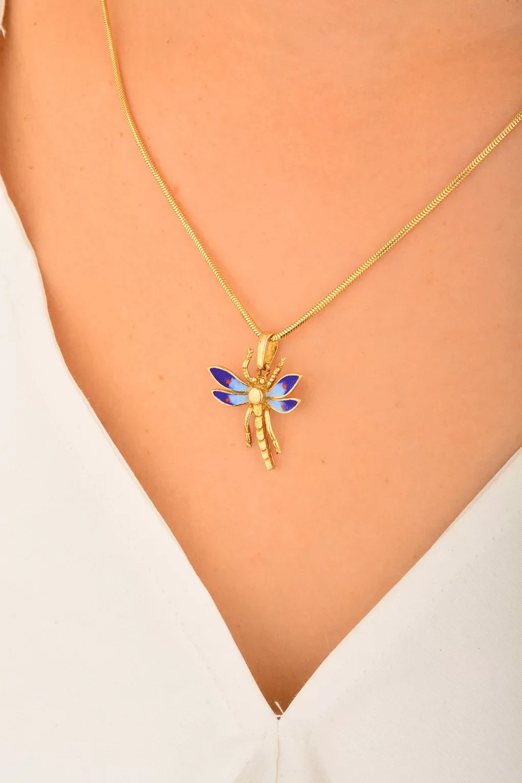 Cebeci 14 Ayar Mavi Kanatlı Altın Kolye Ucu