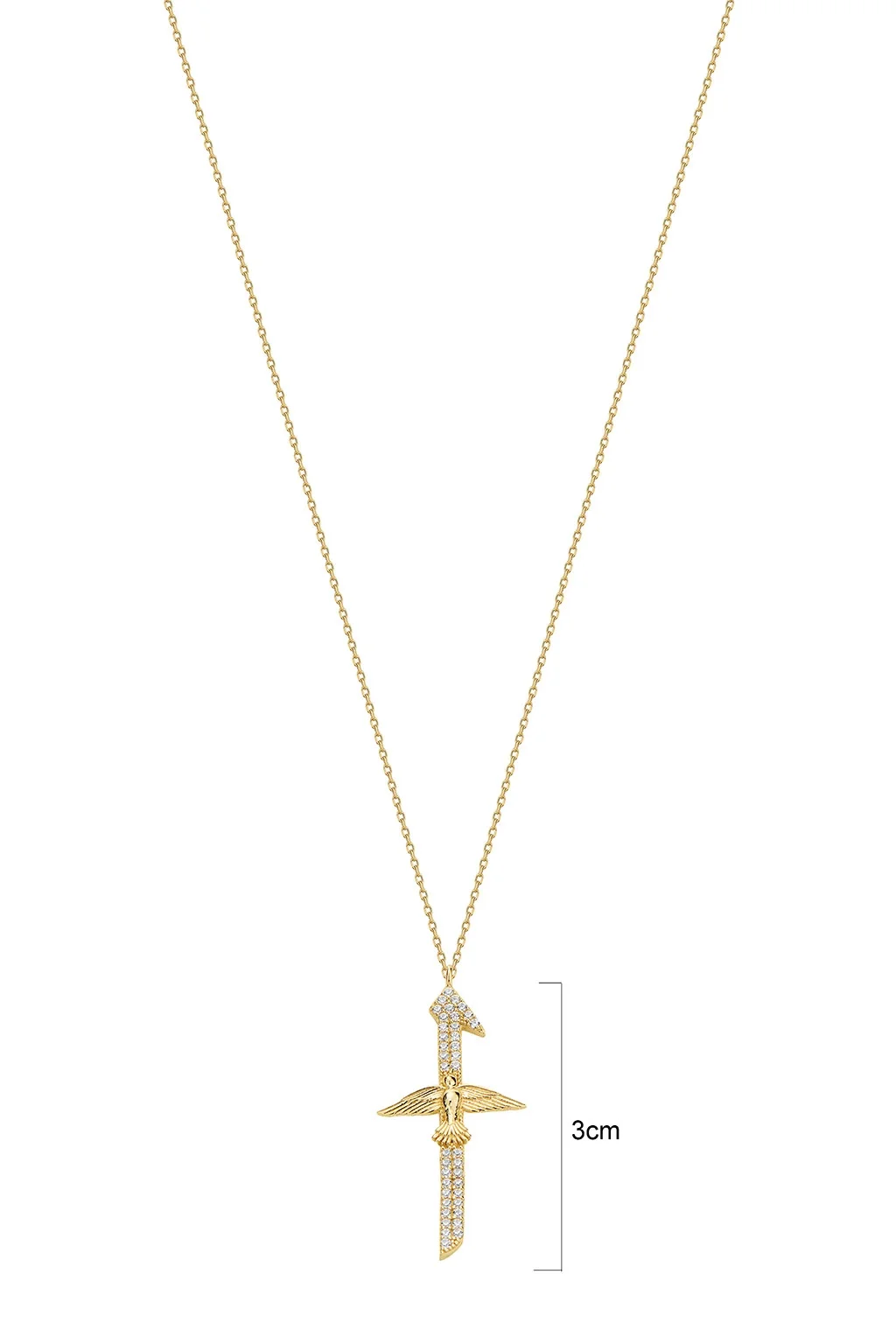 Cebeci 14 Ayar Melek Altın Taşlı Kolye