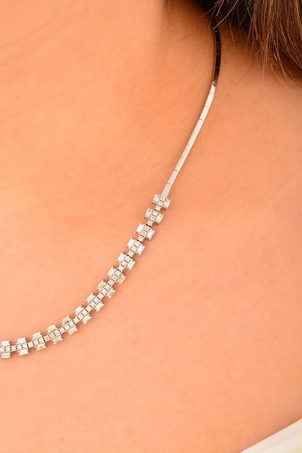 Cebeci 14 Ayar Kare Taşlı Altın Gerdanlık