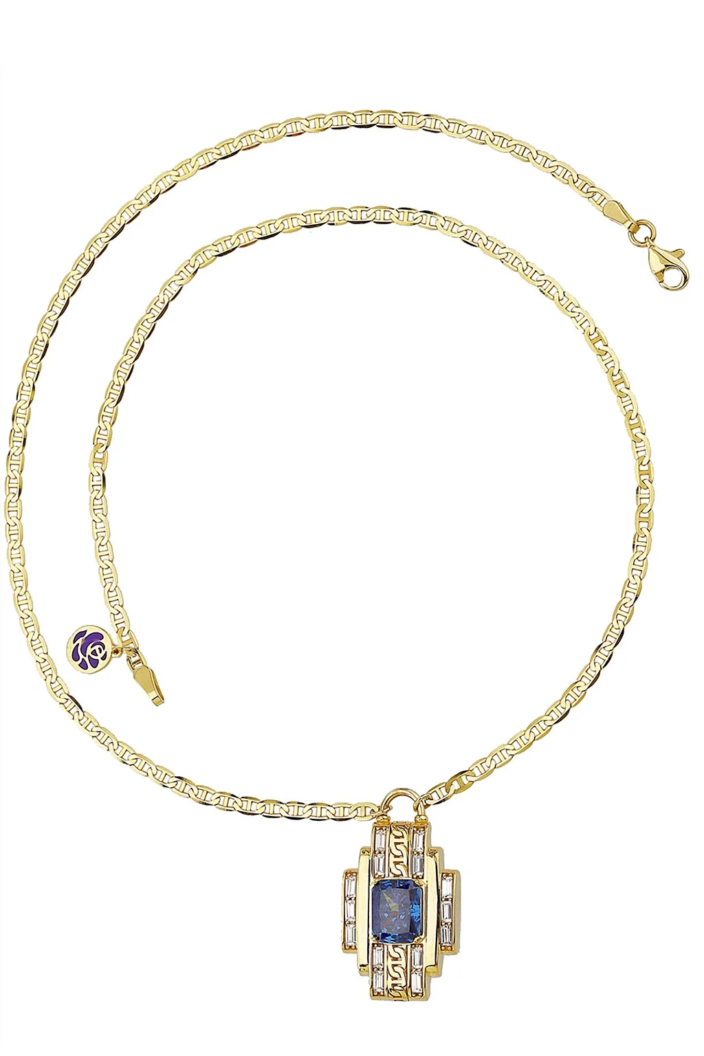 Cebeci 14 Ayar Mavi Taşlı Altın Kolye