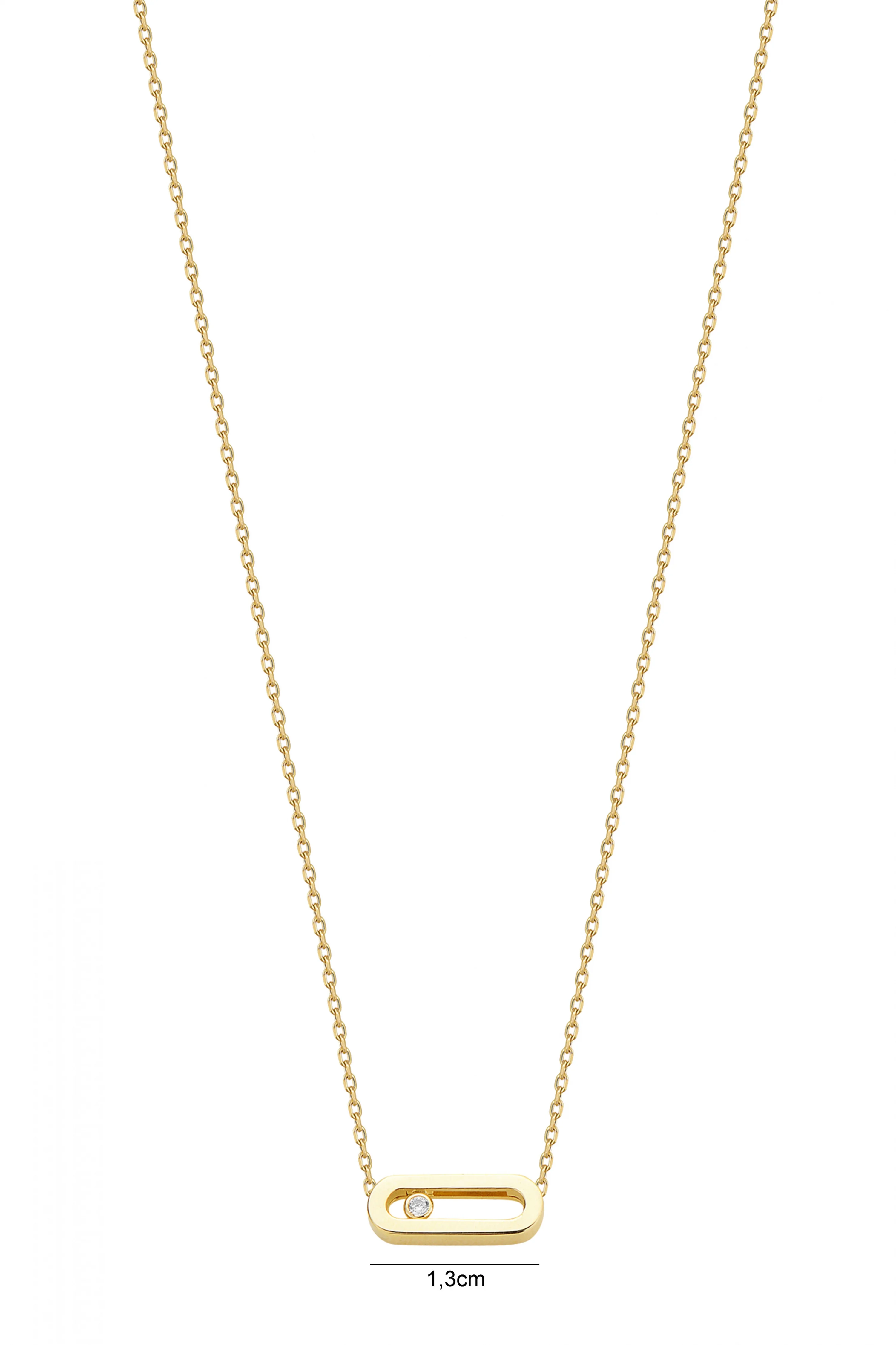 Cebeci 14 Ayar Ataç Hareketli Altın Taşlı Kolye