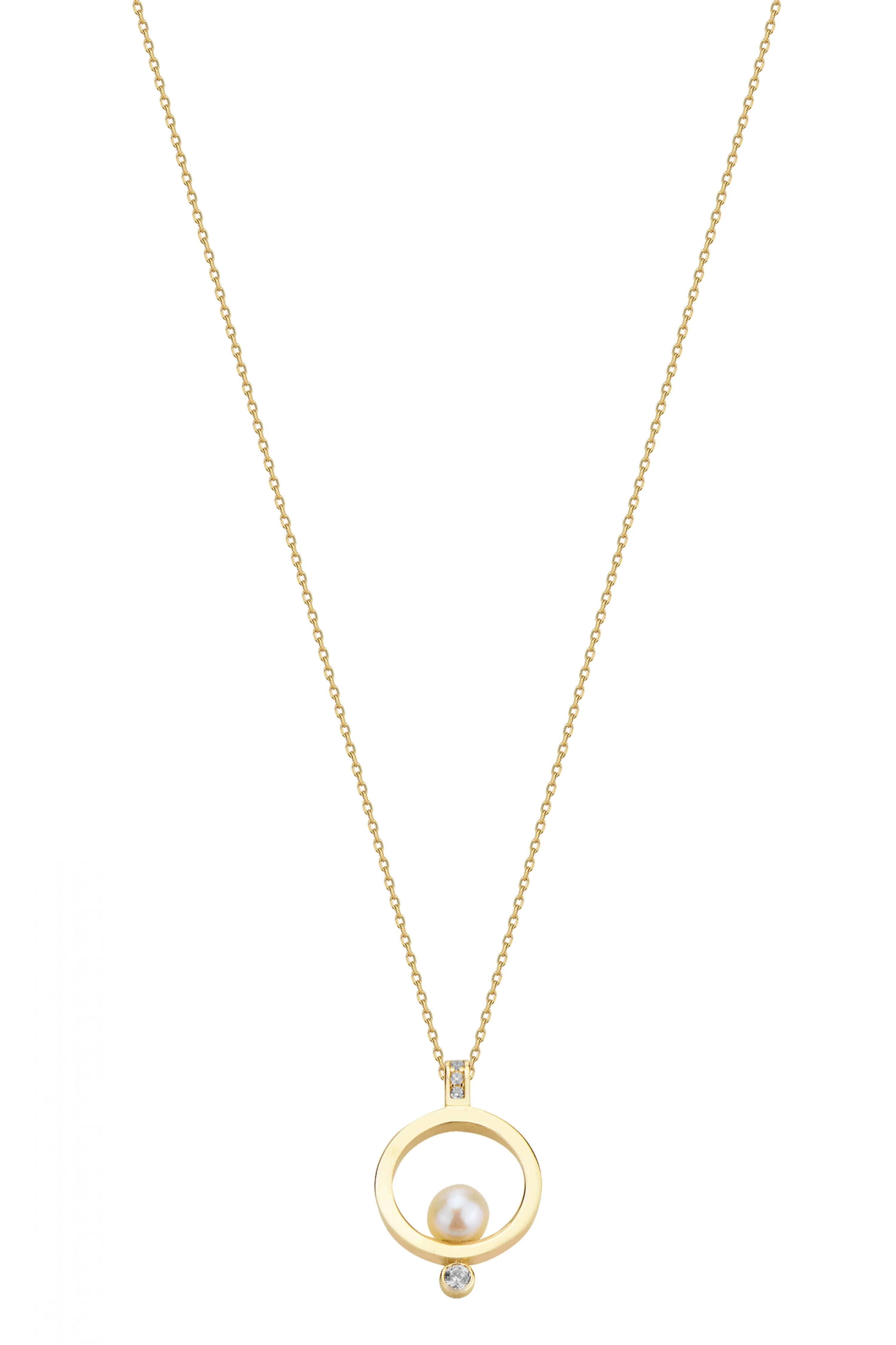 Cebeci 14 Ayar İnci Daire Altın Kolye