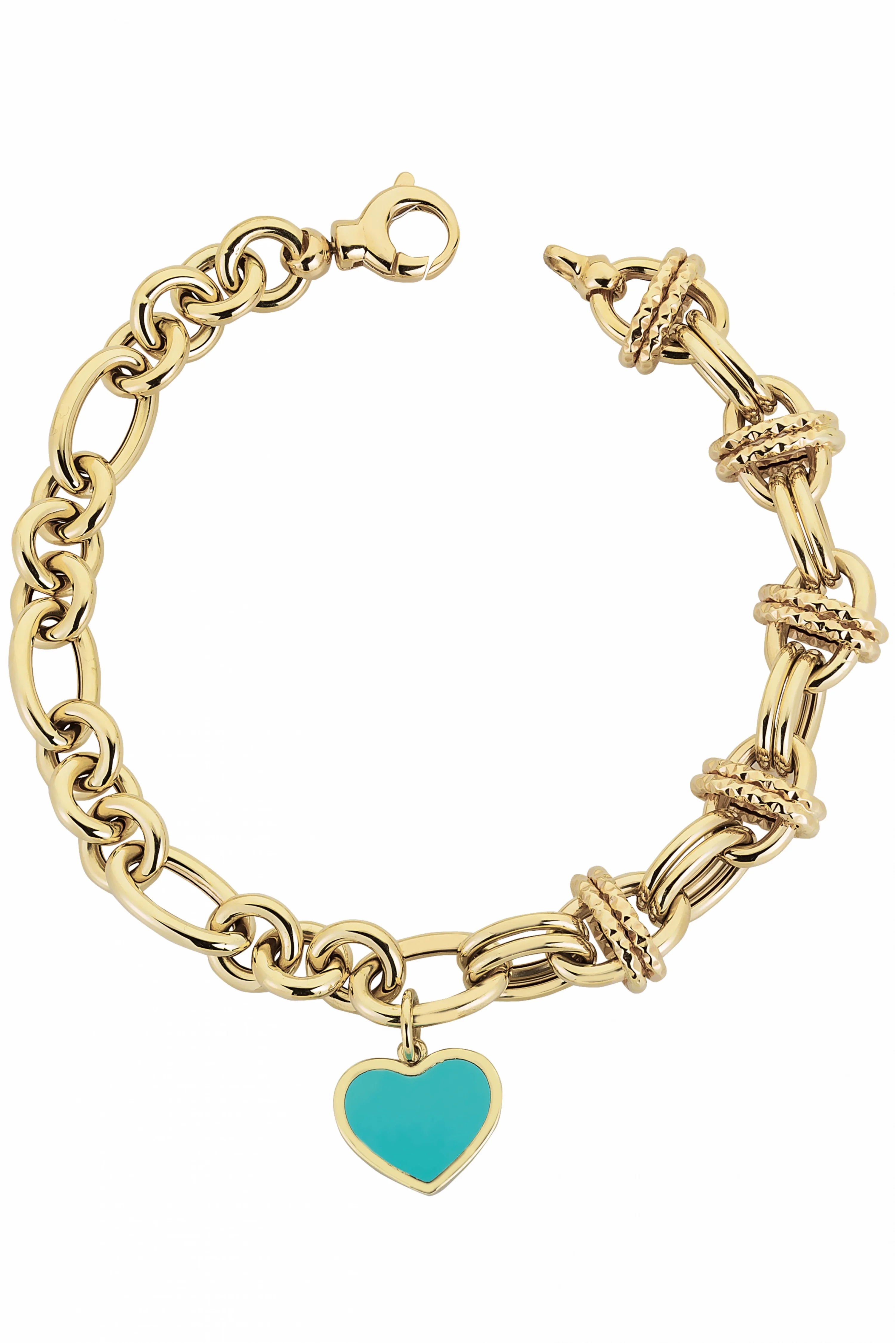 Cebeci 14 Ayar Mavi Kalp Altın Bileklik