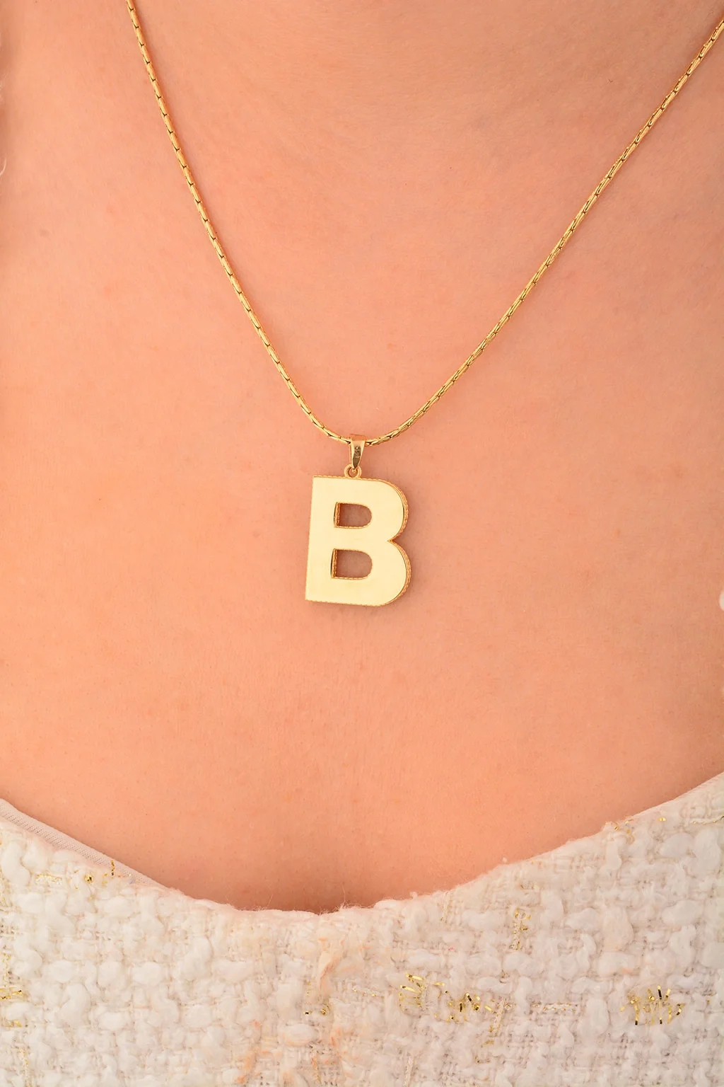 Cebeci 14 Ayar B Harf Altın Kolye Ucu