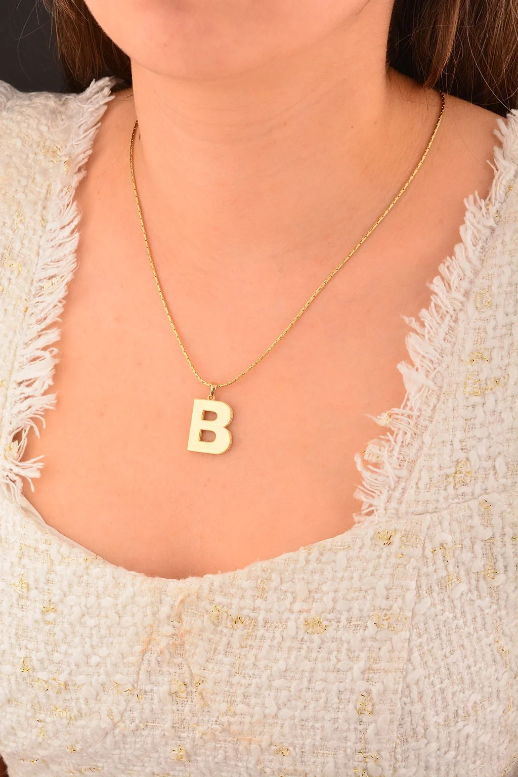Cebeci 14 Ayar B Harf Altın Kolye Ucu