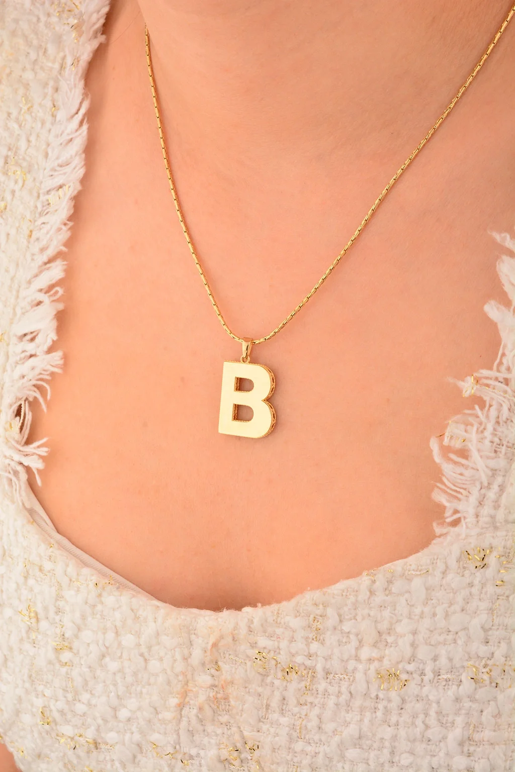 Cebeci 14 Ayar B Harf Altın Kolye Ucu