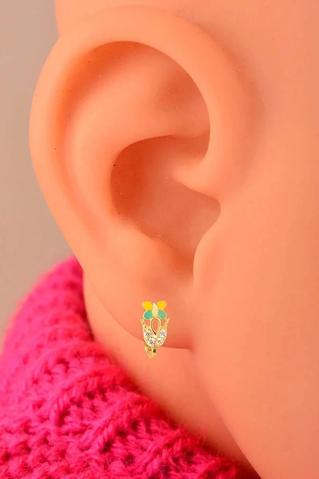 Cebeci 14 Ayar Çocuk Kelebekli Altın Küpe