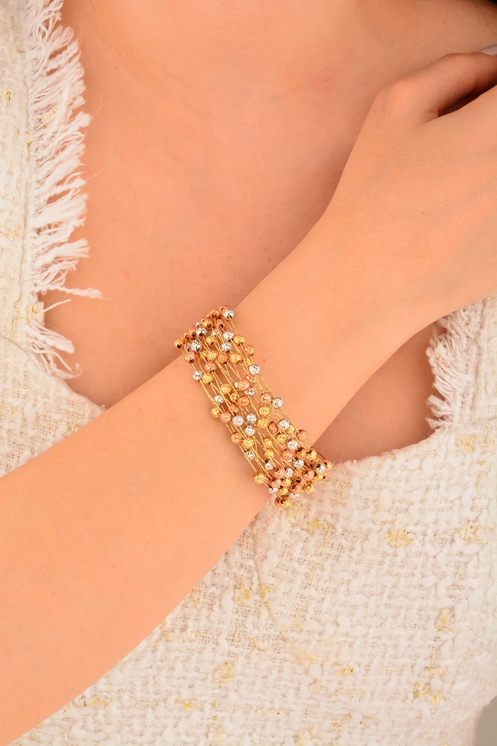 Cebeci 14 Ayar Dorikalı Renkli Toplu Altın Bileklik