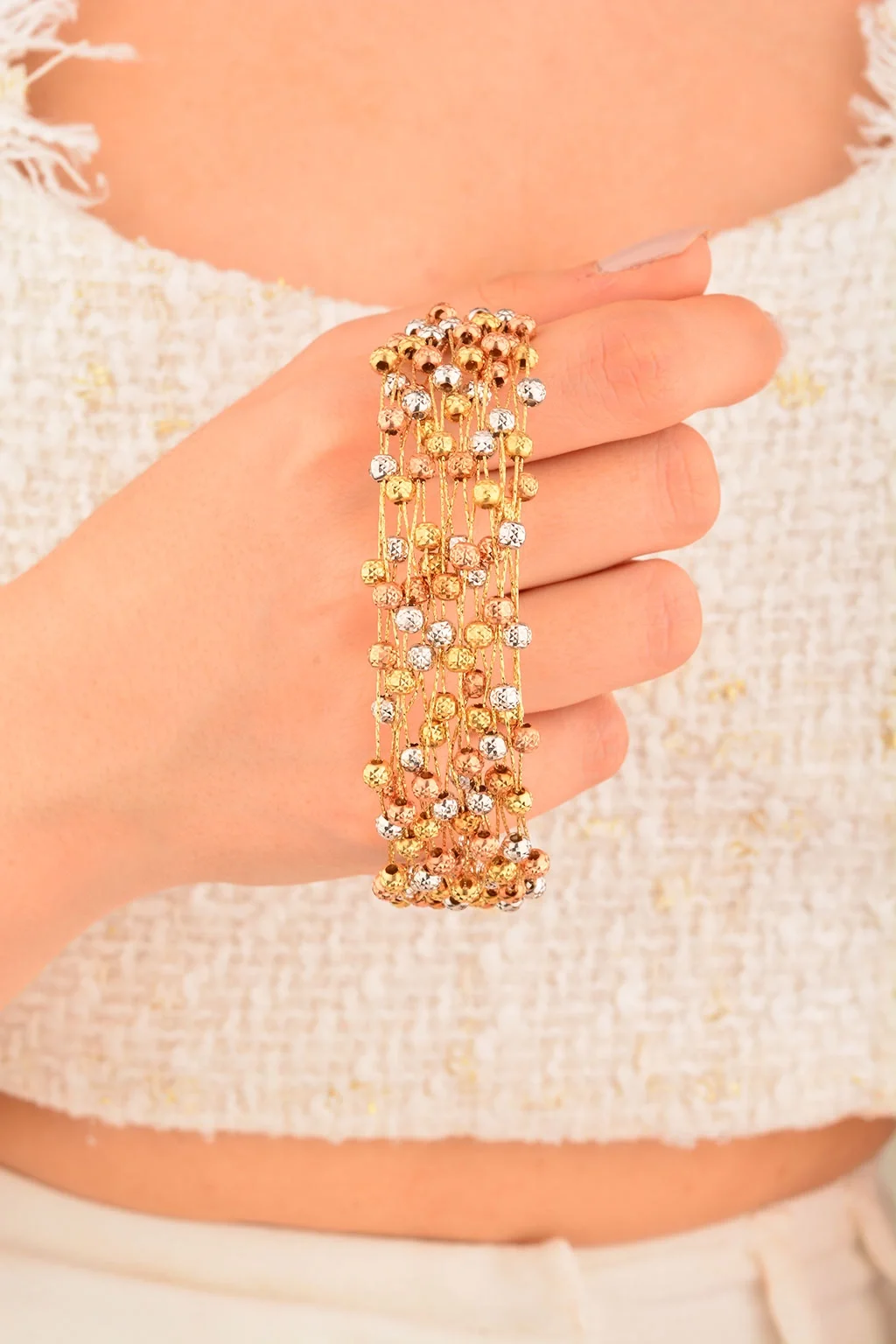 Cebeci 14 Ayar Dorikalı Renkli Toplu Altın Bileklik