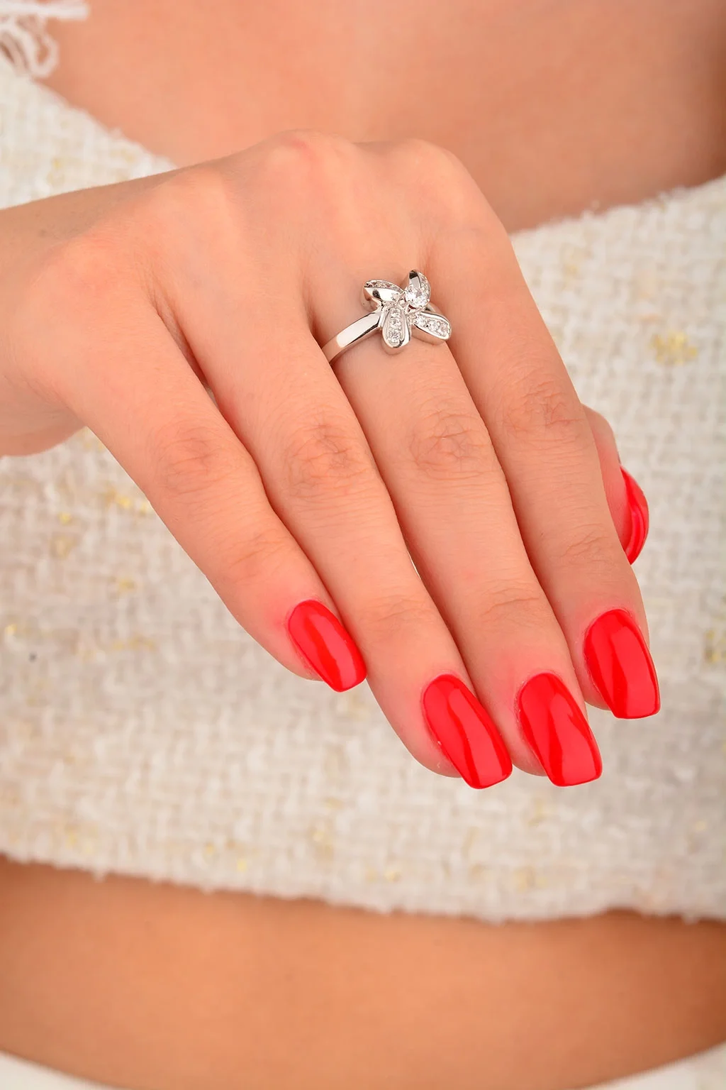 Cebeci 14 Ayar Dört Yapraklı Çiçek Altın Yüzük