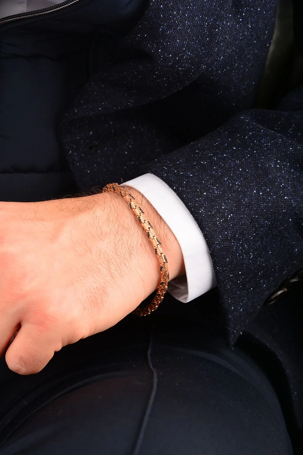 Cebeci 14 Ayar İşlemeli Rose Altın Bileklik