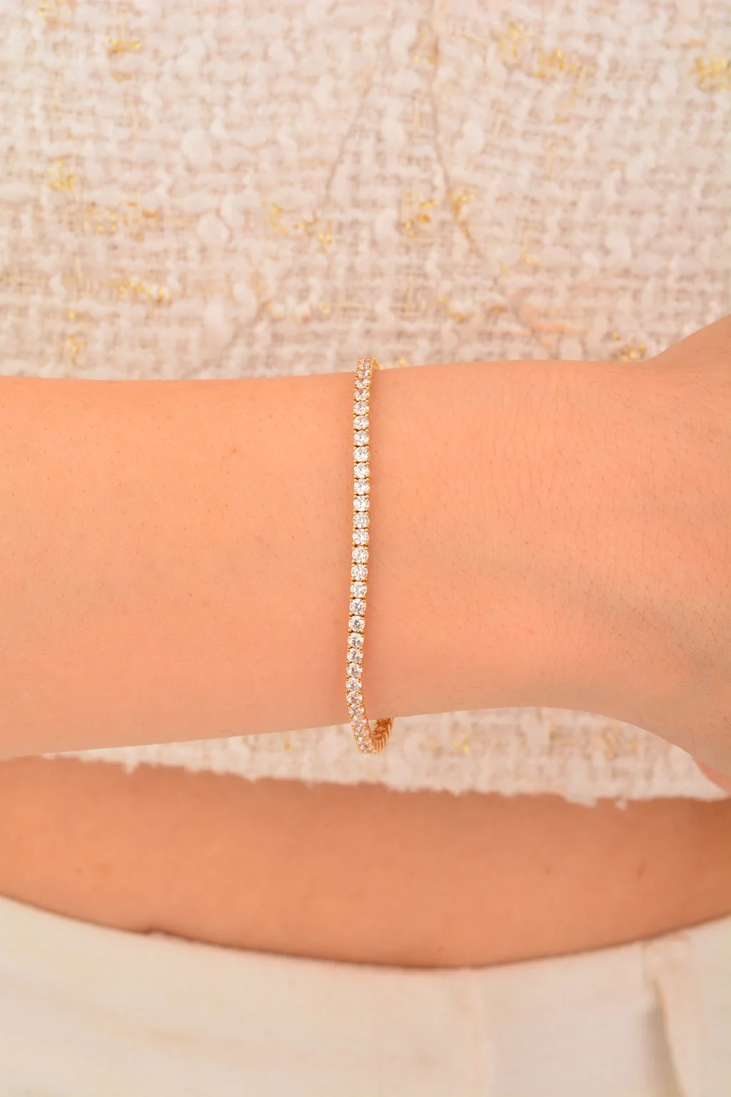 Cebeci 14 Ayar Su Yolu Altın Taşlı Bileklik