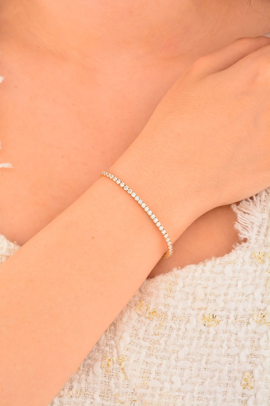 Cebeci 14 Ayar Su Yolu Altın Taşlı Bileklik