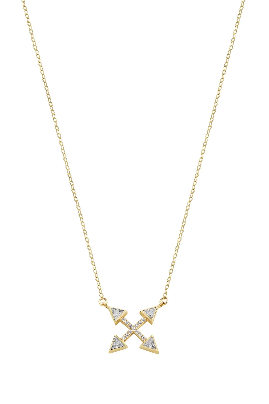 Cebeci 14 Ayar Taşlı Altın Ok Kolye