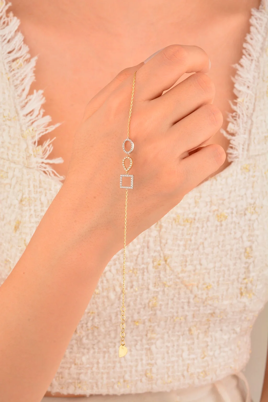 Cebeci 14 Ayar Taşlı Altın Şekilli Bileklik