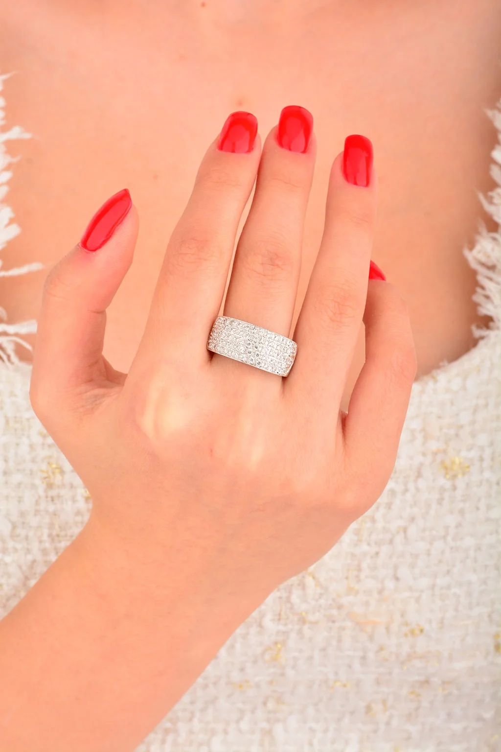 Cebeci 14 Ayar Taşlı Sıralı Altın Yüzük