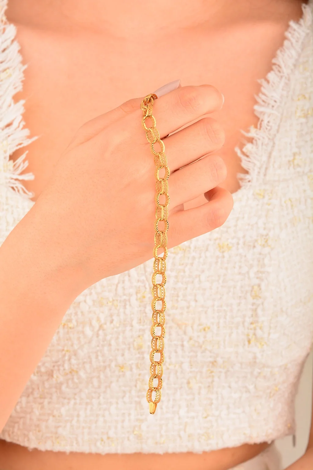 Cebeci 22 Ayar Halkalı İşlemeli Altın Bileklik